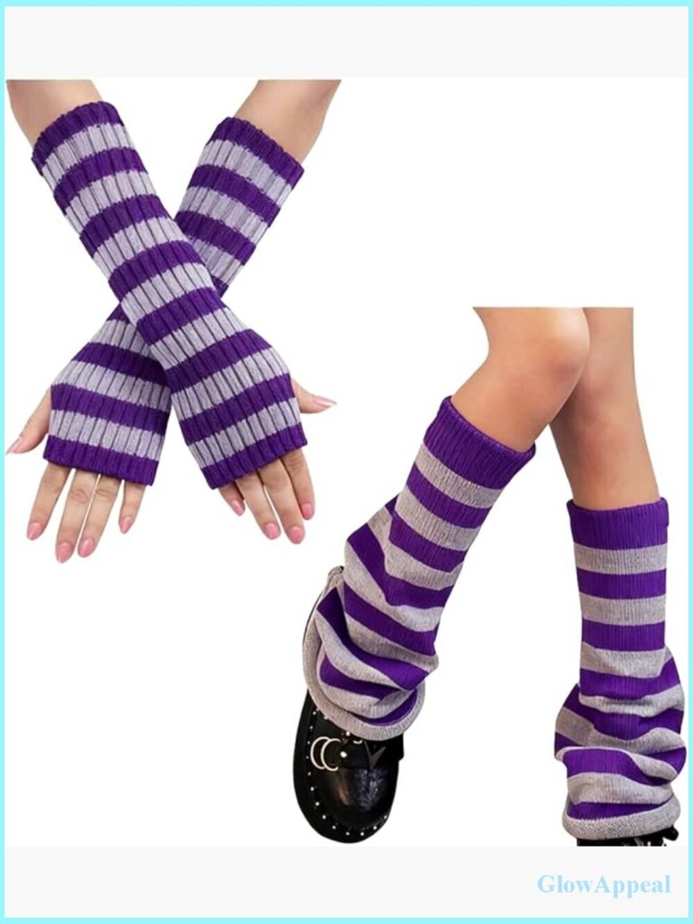 Y2K Knitted Leg Warmers & Arm Warmers Set for Women - Cozy Stretchy Gothic